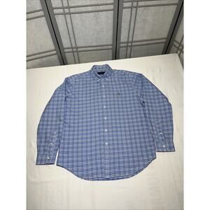 Men’s Preppy Ralph Lauren Blue Plaid Button Down Shirt - Size Large